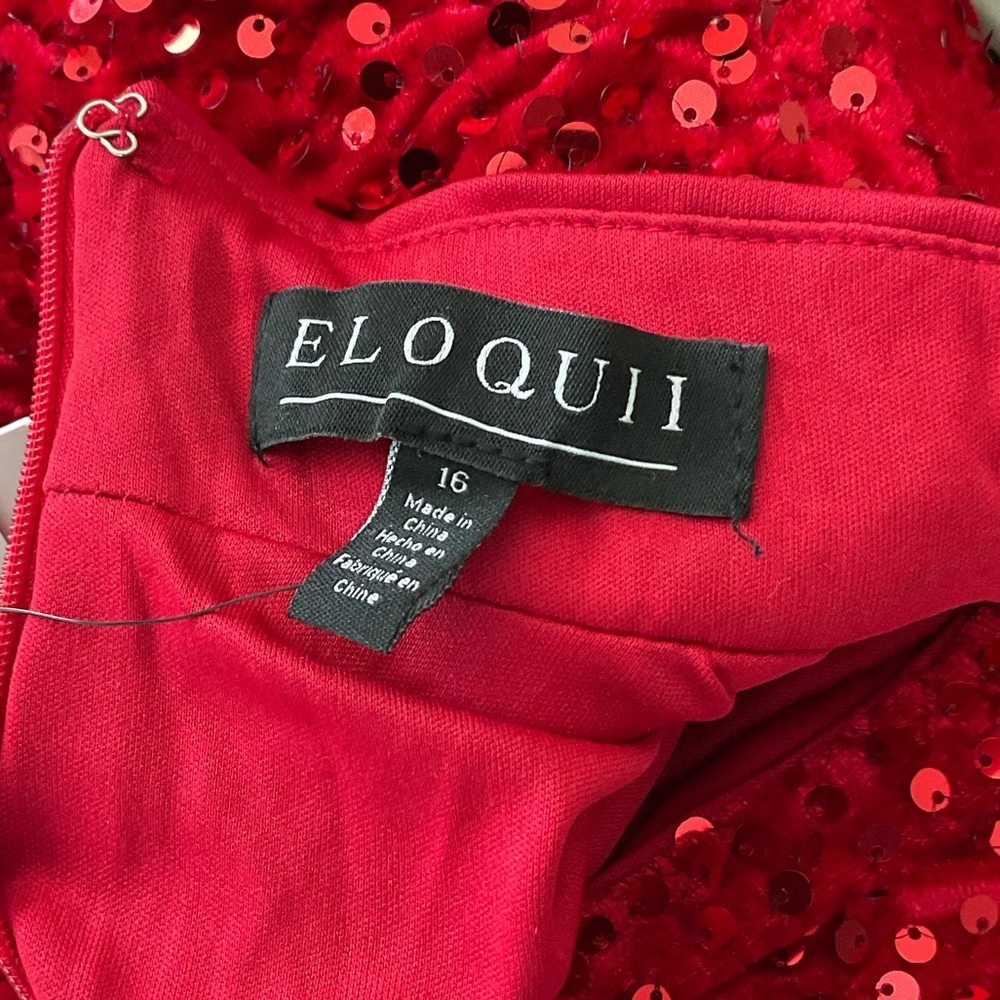 Eloquii Red Sequin Long Sleeve Dress - Picture 2 of 2